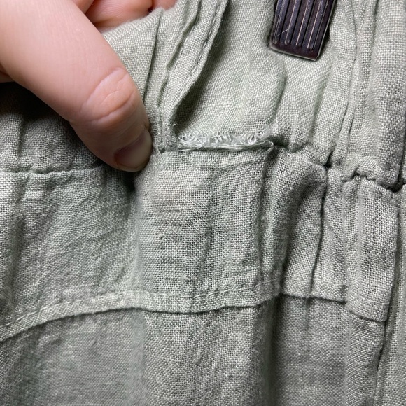 Lungo L’Arno Women’s Sage Green 100% linen wide leg pull on pants in 1X - Picture 7 of 7